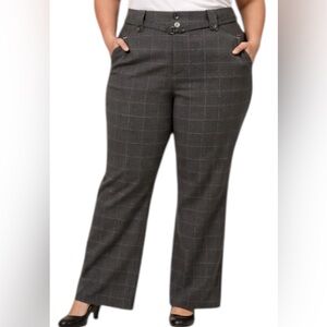 Monroe & Main Gray Plaid Dress Pants Size 18W Stretch Career